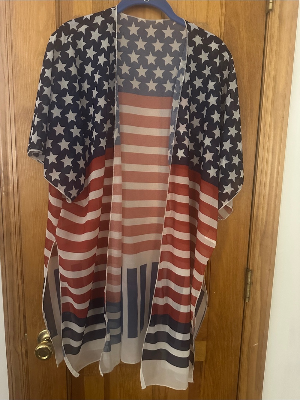 American Flag Sheer Kimono Cover-Up - Red, White & Blue